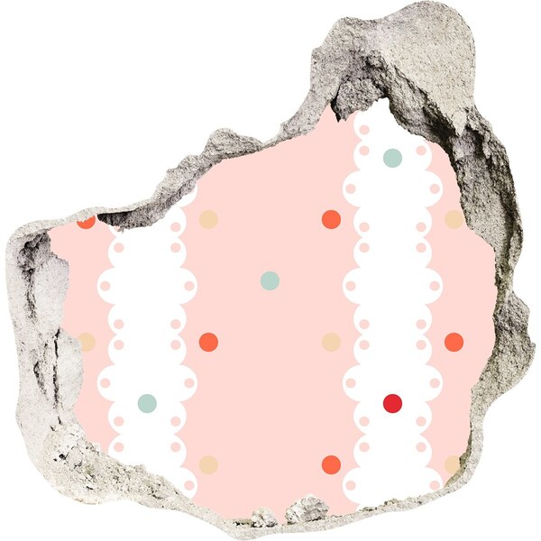 Adesivo effetto buco nel muro Muro rosa a pois