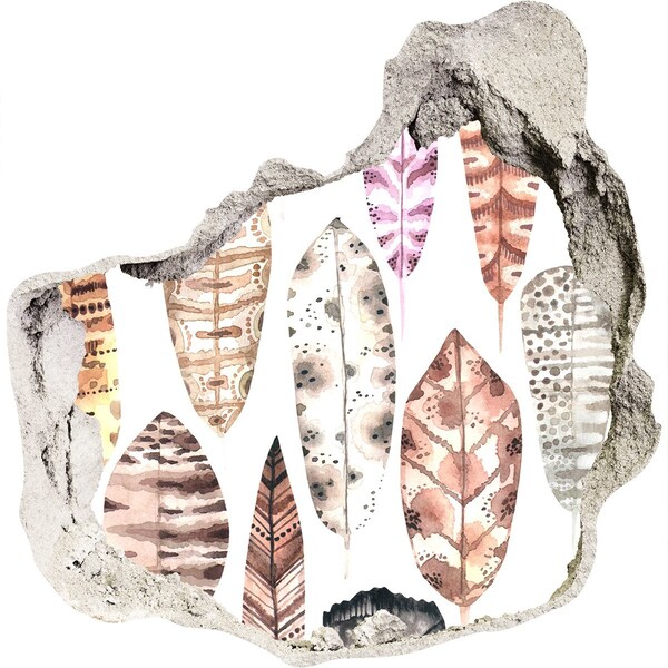 Adesivo effetto buco nel muro Foglie colorate in un buco nel muro