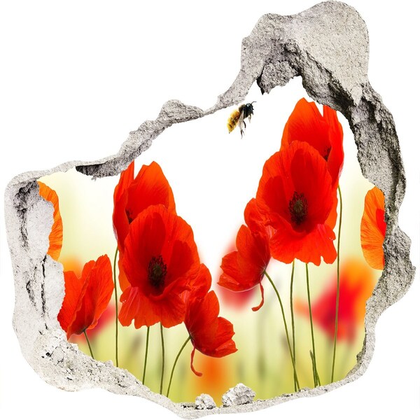 Trompe l'oeil buco nel muro Paradiso fiorito con un'ape