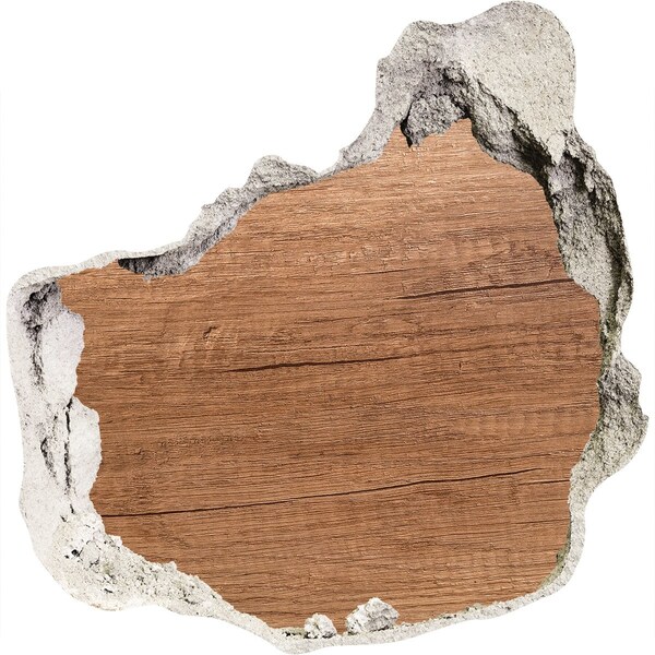 Adesivo effetto buco nel muro Un muro danneggiato con una tavola di legno