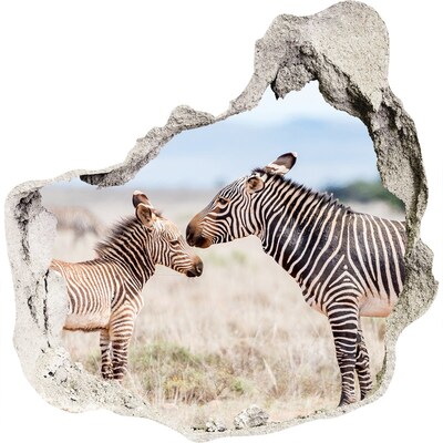 Finto buco nel muro 3D Zebre nel loro habitat naturale