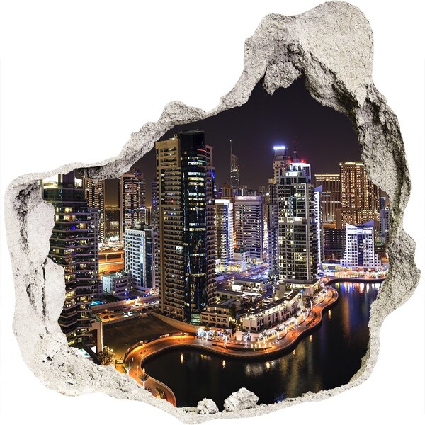 Finto buco nel muro 3D Panorama notturno di Dubai