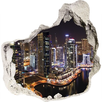 Finto buco nel muro 3D Panorama notturno di Dubai