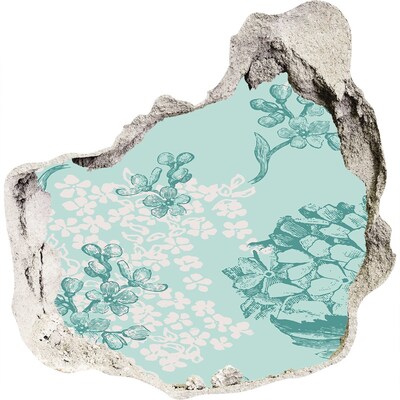 Trompe l'oeil buco nel muro Murale floreale nel buco nel muro