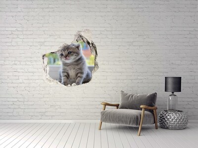 Finto buco nel muro 3D Gattino in un buco nel muro
