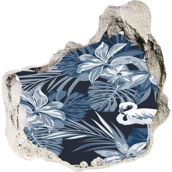 Trompe l'oeil buco nel muro Paradiso tropicale con i fenicotteri