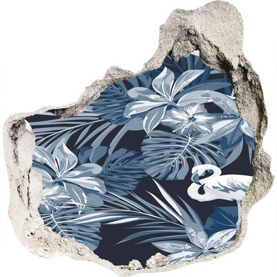 Trompe l'oeil buco nel muro Paradiso tropicale con i fenicotteri