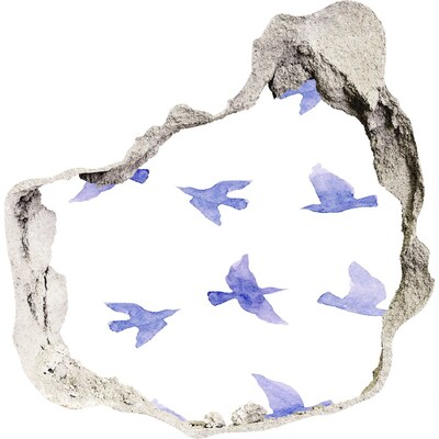 Finto buco nel muro 3D Cielo con uccelli in un buco nel muro