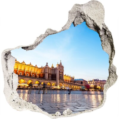 Trompe l'oeil buco nel muro Cracovia al tramonto