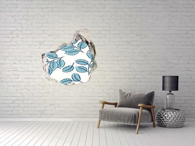 Adesivo effetto buco nel muro Foglie verdi sullo sfondo del muro