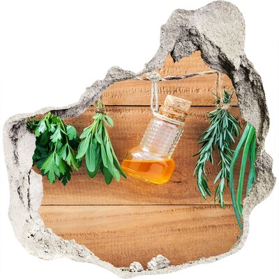 Trompe l'oeil buco nel muro Olio alle erbe in un ambiente rustico