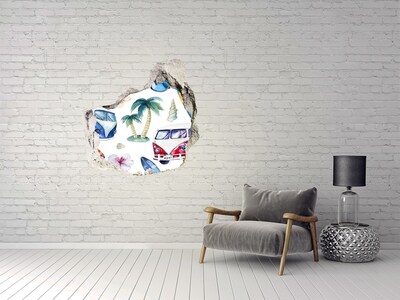 Adesivo effetto buco nel muro Vacanza retrò ai Caraibi