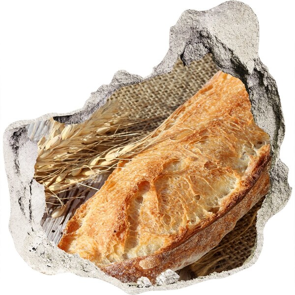 Trompe l'oeil buco nel muro Pane con chicchi di grano sullo sfondo