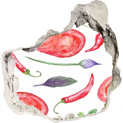 Trompe l'oeil buco nel muro Frutta e verdura in un buco nel muro