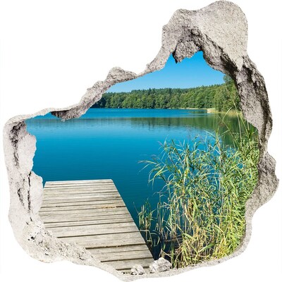 Adesivo effetto buco nel muro Lago nella foresta