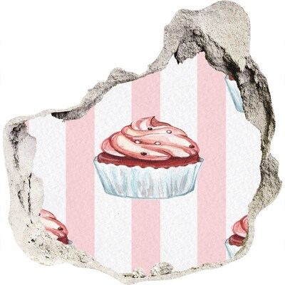 Trompe l'oeil buco nel muro Cupcake in un buco nel muro