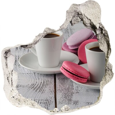 Trompe l'oeil buco nel muro Paradiso del caffè con i macarons