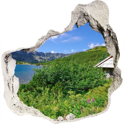 Finto buco nel muro 3D Paesaggio montano con lago