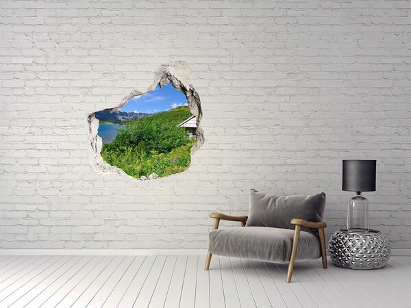 Finto buco nel muro 3D Paesaggio montano con lago