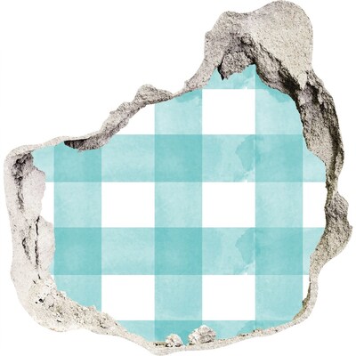 Trompe l'oeil buco nel muro Un muro danneggiato con una griglia blu