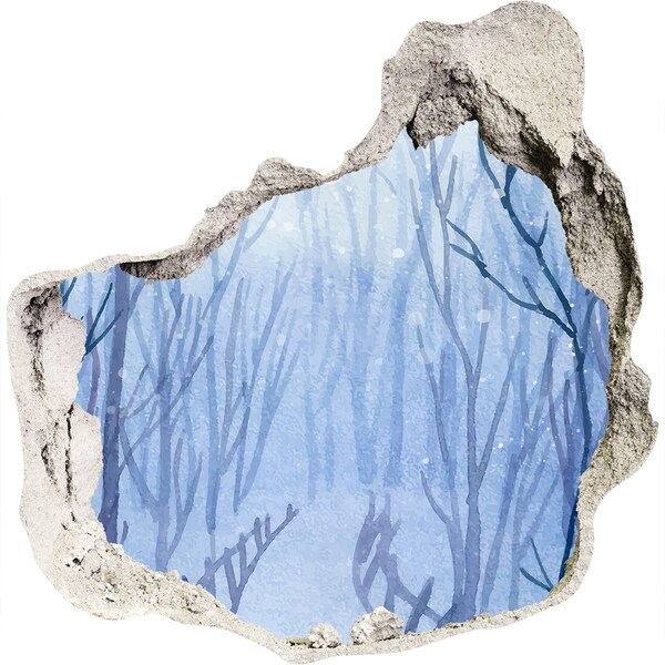 Adesivo effetto buco nel muro Paesaggio invernale visto attraverso un buco nel muro