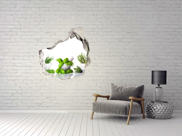 Finto buco nel muro 3D Giardino verde con erbe aromatiche