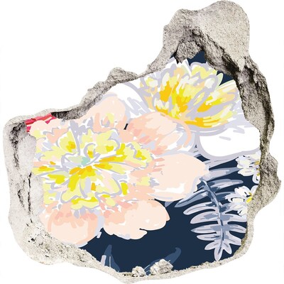 Trompe l'oeil buco nel muro Giardino fiorito dietro il muro