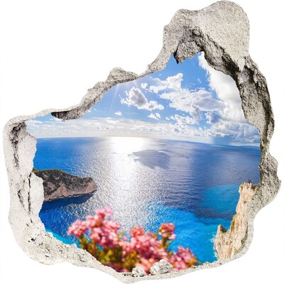 Trompe l'oeil buco nel muro Vista dalla scogliera a picco sul mare