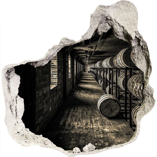 Adesivo effetto buco nel muro Interno della cantina delle botti