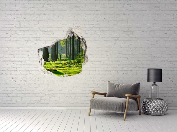 Trompe l'oeil buco nel muro Foresta verdeggiante ai raggi del sole