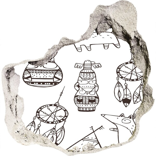 Trompe l'oeil buco nel muro Motivi etnici sullo sfondo della parete