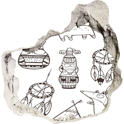 Trompe l'oeil buco nel muro Motivi etnici sullo sfondo della parete