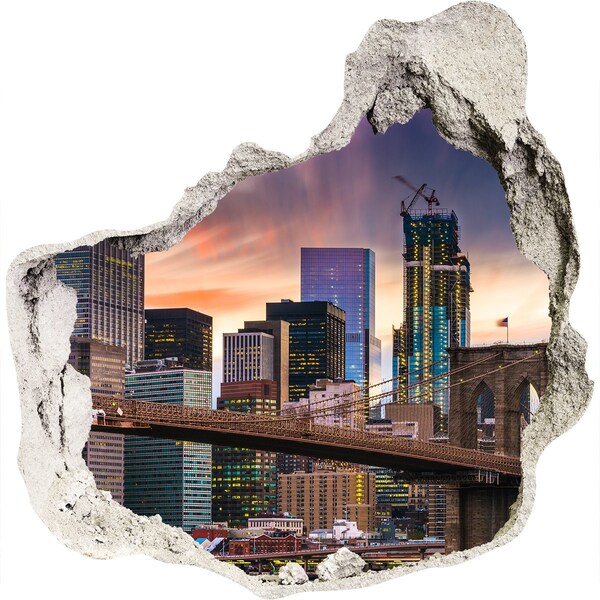 Trompe l'oeil buco nel muro Ponte di Brooklyn a New York