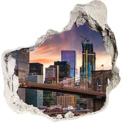 Trompe l'oeil buco nel muro Ponte di Brooklyn a New York