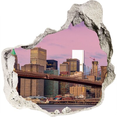 Finto buco nel muro 3D Veduta del ponte di Brooklyn a New York