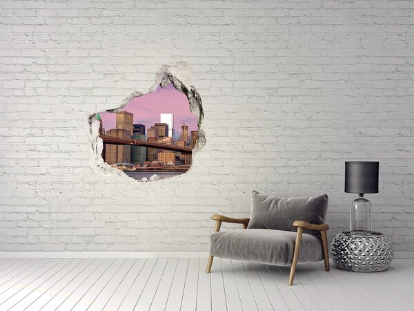 Finto buco nel muro 3D Veduta del ponte di Brooklyn a New York