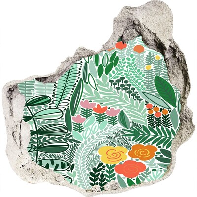 Trompe l'oeil buco nel muro Giardino fiorito 