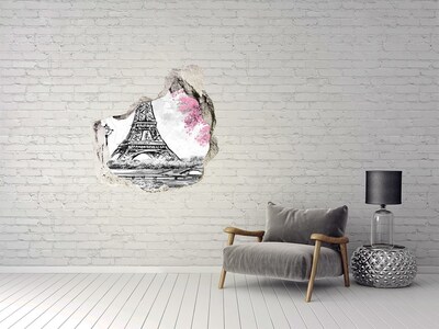 Adesivo effetto buco nel muro La Torre Eiffel a Parigi