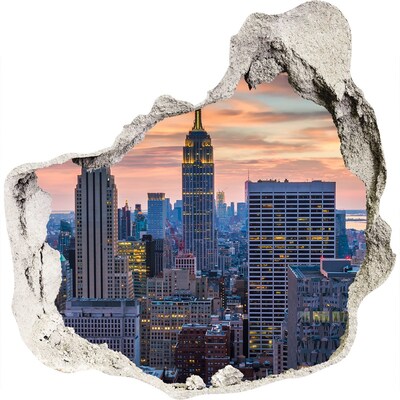 Trompe l'oeil buco nel muro Veduta di New York