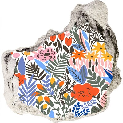 Finto buco nel muro 3D Murale floreale attraverso un buco nel muro