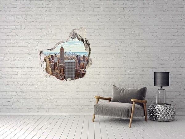 Trompe l'oeil buco nel muro Veduta di New York