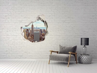 Trompe l'oeil buco nel muro Veduta di New York