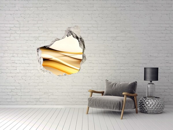 Trompe l'oeil buco nel muro Onde dorate in un buco nel muro