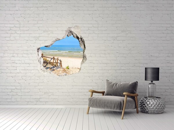 Finto buco nel muro 3D Vista della spiaggia sul mare