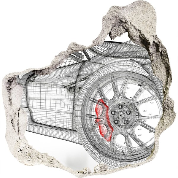 Adesivo effetto buco nel muro Auto da corsa ricavata in un buco nel muro