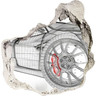 Adesivo effetto buco nel muro Auto da corsa ricavata in un buco nel muro