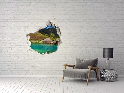 Trompe l'oeil buco nel muro Un'oasi tropicale tra le montagne