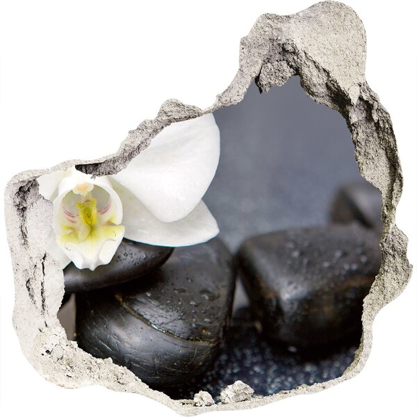 Adesivo effetto buco nel muro Fiori e pietre nella spa