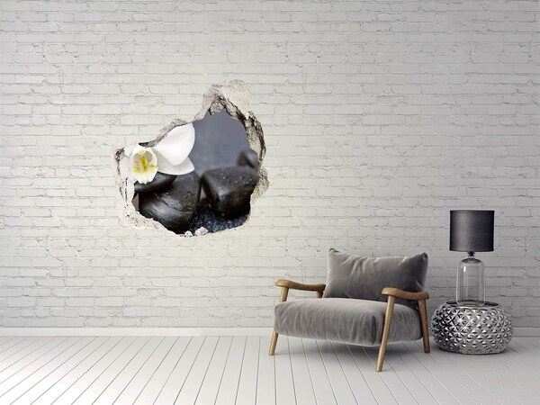 Adesivo effetto buco nel muro Fiori e pietre nella spa
