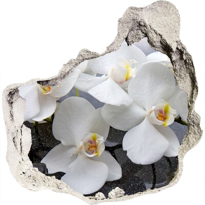 Adesivo effetto buco nel muro Fiori di orchidea in acqua